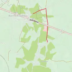 Abschnitt der mit Kopfsteinpflaster gedeckten Straße im Rennen Paris–Roubaix