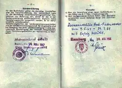 Einträge der Seemannsschule und Matrosenbrief 1967