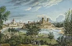 Ansicht von Narva, Gouache, 1812