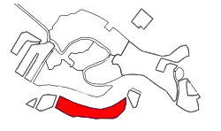 Die Giudecca ist rot dargestellt (Einzelinseln nicht sichtbar)