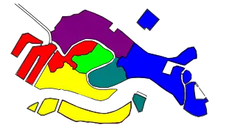 Die Giudecca gehört zum Stadtteil Dorsoduro (gelb)