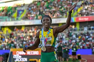 Shericka Jackson bei den Weltmeisterschaften 2022 in Eugene