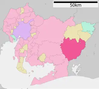 Lage Shinshiros in der Präfektur
