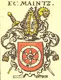 Siebmachers Wappenbuch Tafel 9: Erzbistum Maintz, in Rot ein sechsspeichiges Rad