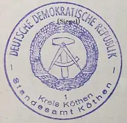 Abdruck Siegel Nr. 1 Köthen (1959)