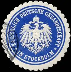 Siegelmarke Kaiserlich Deutsche Gesandtschaft in Stockholm.