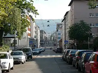 Blick von der Lindenspürstraße nach Süden.