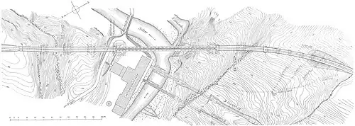 Grundriss des Sitterviadukts und des Kraftwerkgebäudes