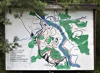 Gedenktafel in Mniszew mit einer Karte der Schlacht