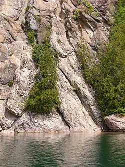 Ungefähr 10 Meter hoher Strahlenkegel im McGreevy Harbour, Slate Islands, Ontario, Kanada, größter bisher bekannter Strahlenkegel