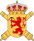 Artillerieregiment Småland, Schwedische Armee: Gekreuzte Kanonenrohre als Armatur/Schildhalter (der Löwe trägt eine Armbrust)