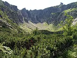 Blick in die Große (östliche) Schneegrube und zur Schneegrubenbaude