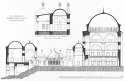 Sokollu-Mehmed-Pascha-Moschee Links: Grundriss, rechts: Schnitt