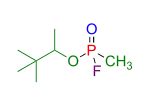 Soman (vereinfachte Strukturformel ohne Berücksichtigung der Stereochemie am Phosphoratom)