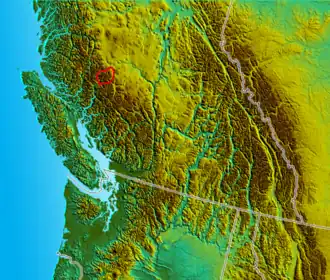 Lage der Niut Range in British Columbia