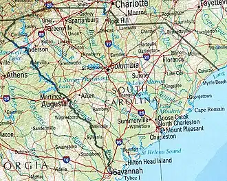 Geographische Karte South Carolinas