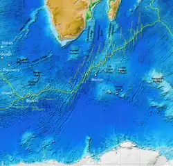 Topografie vom Südwestindischen Rücken