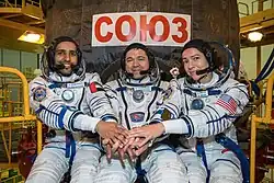 Hassa al-Mansuri, Oleg Skripotschka und Jessica Meir