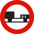 R-112 Einfahrtverbot für Kraftfahrzeuge mit Anhänger über 2 t