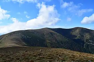 Blick vom Lärchkogel nach Südwesten, v. r. n. l. Lenzmoarkogel, namenlose Kuppe und Speikkogel.