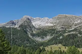 Südostansicht des Warscheneck (Blick von der Wurzeralm) Warscheneck links, rechts Toter Mann