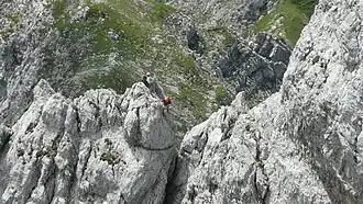 Der berühmte Spreizschritt am Brandjochsüdgrat