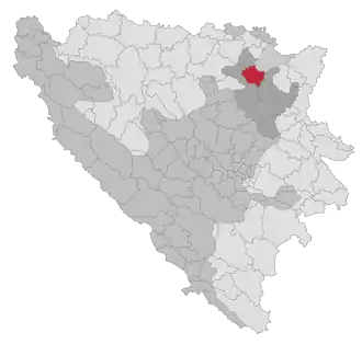 Lage der Gemeinde Srebrenik in Bosnien und Herzegowina (anklickbare Karte)