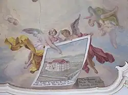 Deckenmalerei im Langhaus mit der Signatur: „Christianus Wink Pictor Aulicus Monachii 1783“