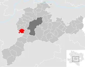 Lage der Gemeinde St. Margarethen an der Sierning im Bezirk St. Pölten-Land (anklickbare Karte)