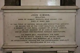 Büste und Gedenktafel – St Mary and All Saints Church, Conwy