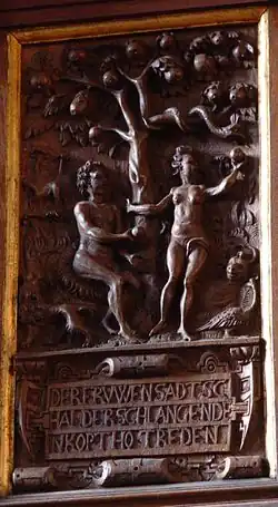 Hans Gudewerdt der Ältere: Kanzel St. Nikolai zu Eckernförde (Adam und Eva)