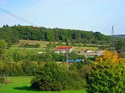 Blick auf das neue Stadion des TSV Auerbach im Gewann Schlossheck