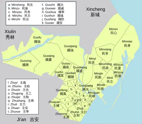 Stadtteile von Hualien