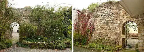 Stadtmauerrest zwischen Oster- und Georgstraße, links Außenseite, rechts Innenseite