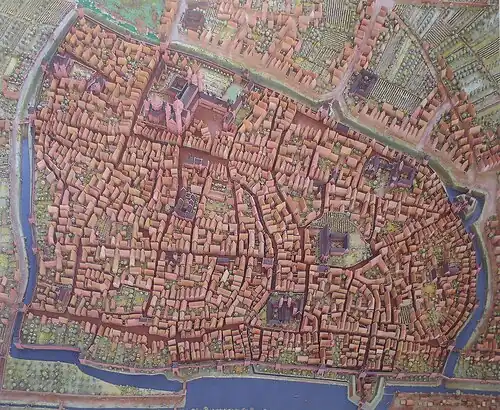 Vogelschau-Sicht auf Worms und den inneren Mauerring 1689