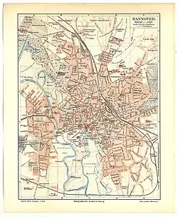 1895 zeigt der Stadtplan von Meyers schon einen dichteren Stadtausbau