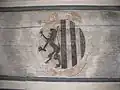 Wappen an der Holzdecke einer Empore in der Kirche Leubnitz-Neuostra