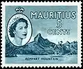 5c-Marke aus der Landschaftsserie von 1954 mit dem Porträt Königin Elisabeth II.