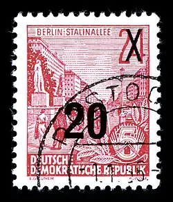 Nachdruck des Überdrucks auf 24 Pfennig Buchdruck 1957 mit Viertelstempel (Datum: 1956), Michel-Nr. 439aND