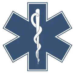 Dreibalken- / Hagalkreuz (Andreaskreuz, belegt mit Pfahl), Symbol von Star of Life