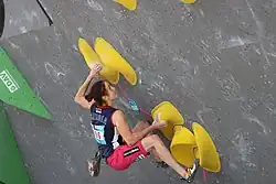 Staša Gejo beim Boulderweltcup 2017 in München.