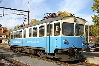 Elektrotriebwagen „ET 1“ der Landesbahn Feldbach – Bad Gleichenberg im Bahnhof Bad Gleichenberg