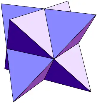 J Das konkave Sterntetraeder mit 14 Ecken, 36 Kanten und 24 Flächen erfüllt wiederum mit '"`UNIQ--postMath-0000002A-QINU`"' den Eulerschen Polyedersatz.