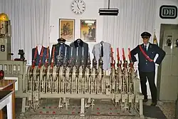 Hebelbank mit Weichen- und Signalhebeln im Bahnhof Lette (Kr Coesfeld)