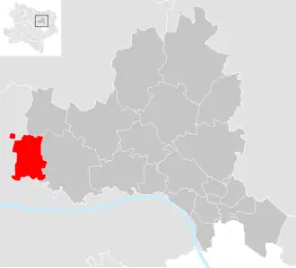 Lage der Gemeinde Stetteldorf am Wagram im Bezirk Korneuburg (anklickbare Karte)