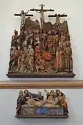 Alte Pfarrkirche, spätgotische Reliefs: Kreuzigung und Beweinung Christi