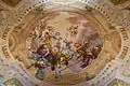 Fresko unter der Orgelempore: allegorische Darstellung des Gehorsams (Oboedientia)