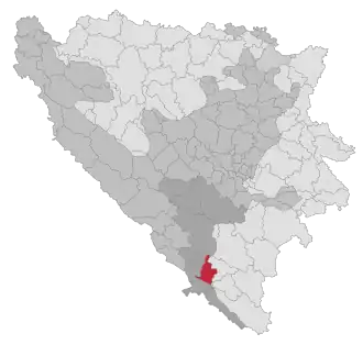Lage der Gemeinde Stolac in Bosnien und Herzegowina (anklickbare Karte)