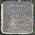 Stolperstein für Grete Gibbrich (Bobstraße 2)