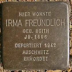 Stolperstein für Irma Freundlich, Erikas Mutter